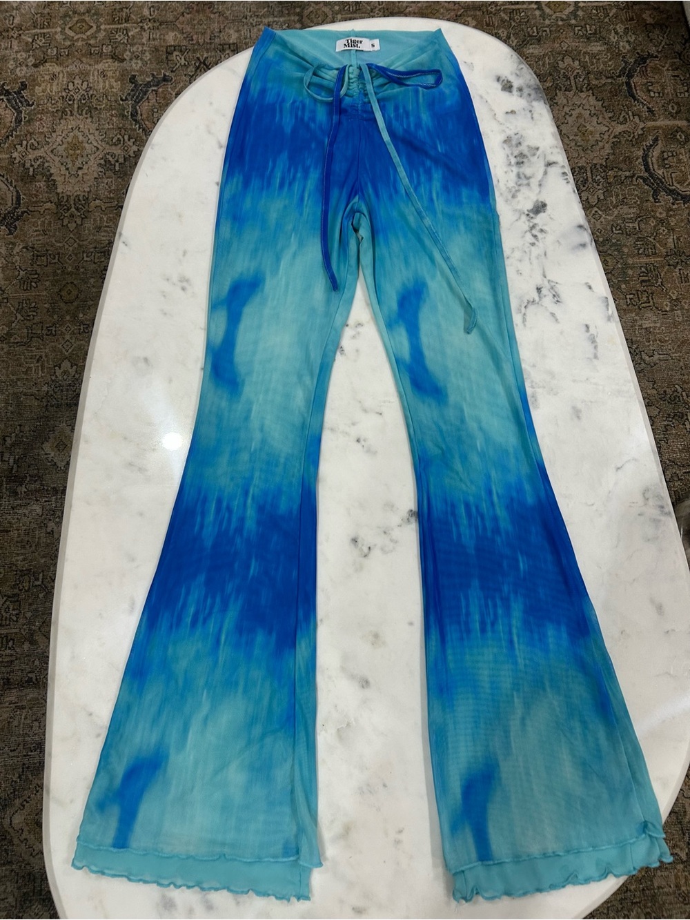 Tiger Mist Blue Tie-Dye V-Waist Pants - Picture 3 of 5